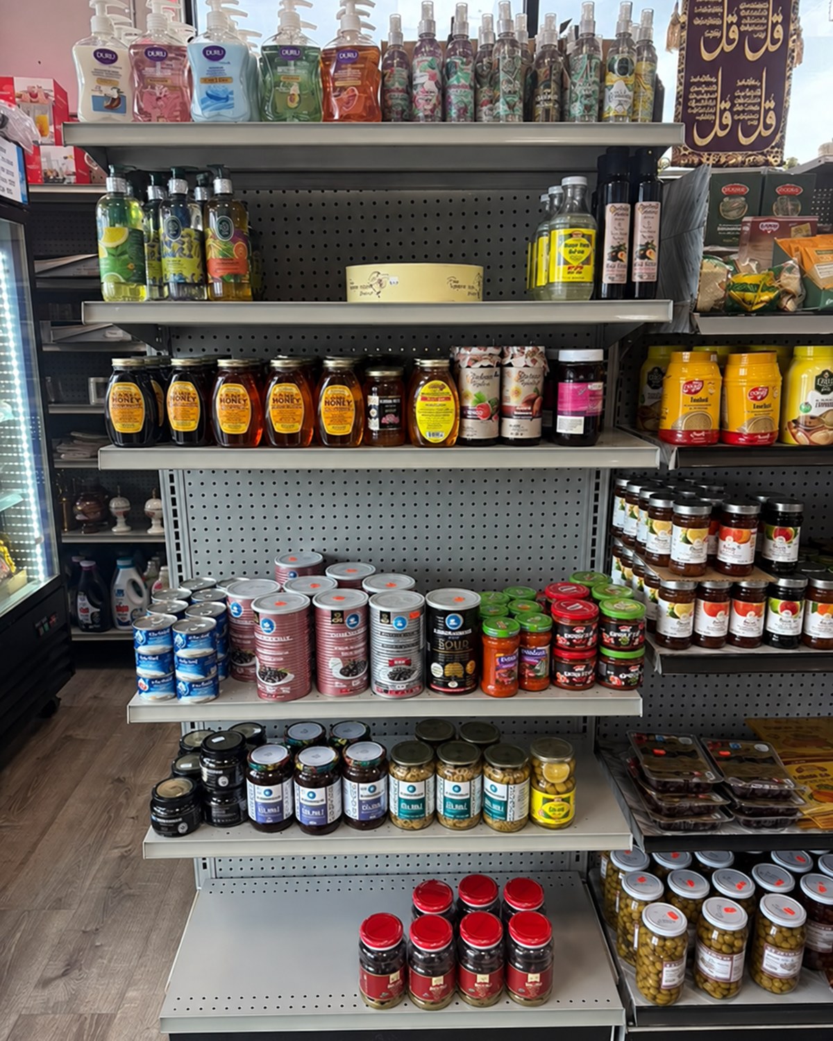 Shelves of Turkish biscuits and sweets inside the market